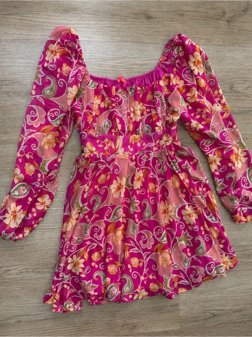 Flying Tomato Pink Floral Long-Sleeve Casual Dress